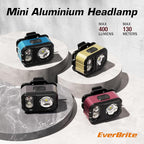 EverBrite Rechargeable LED Headlamp, Only 1.59 OZ Ultra-Light with Hat Clip, IP67 Waterproof, White/Red/Green Light, 7 Modes for Camping, Running and Backpacking-Purple
