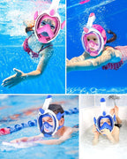 Kids Snorkel Mask, Full Face Snorkel Mask for Kids 4-16, Foldable Snorkeling Gear for Kids Snorkeling Set for Swimming Pool Toys, Dry Top, Anti-Leak/Anti-Fog /180° HD View/Portable Bag