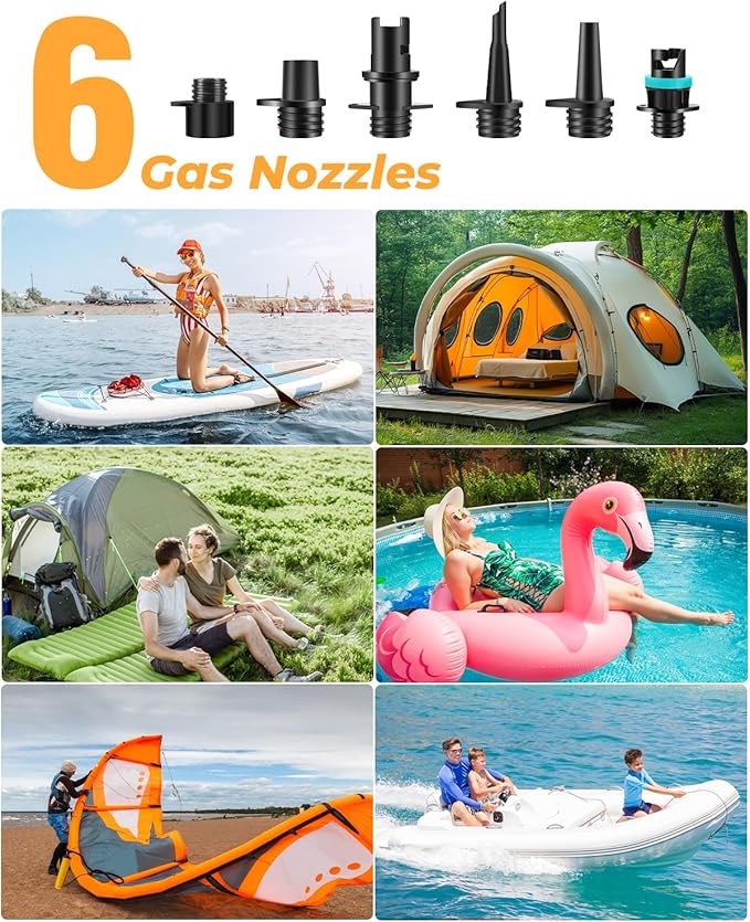 20PSI High-Pressure Electric SUP Pump, 12V Car-Powered Auto Shut-Off Air Pump, Ultra-Lightweight for Paddle Boards, Kayaks & Inflatables (12V DC 20PSI)