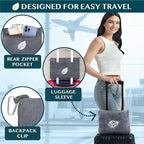PAVILIA Travel Blanket and Pillow, Arms Opening Airplane Blankets for Adults, Compact Plane Blanket with Arm Hole 2-in-1 Bag for Flight Car Camping Fit in Luggage Backpack Traveler Gift, Dark Gray