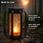 Modern Solar Lanterns Outdoor Waterproof - Patented Flickering LED Flame Effect, IP65 Waterproof, Matte Black Finish, Hanging Solar Lights for Outside for Patio, Garden, Porch, Outdoor Decor (2 Pack)