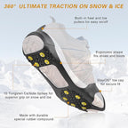 Ice Cleats Snow Traction Cleats for Shoes and Boots,10-Studs Anti-Slip Ice Grippers Rubber Crampons Cleats for Walking on Snow and Ice Slip-on Stretch Overshoe Footwear