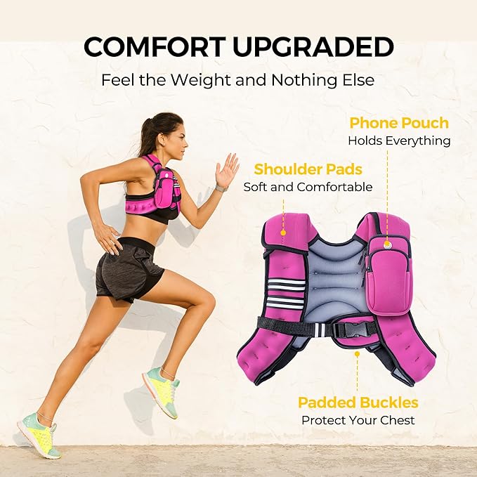 PACEARTH Weighted Vest,4lb/6lb/10lb/12lb/16lb/20lb/25lb/30lb Weight Vest with Reflective Stripe, Body Weight Vests Adjustable for Men, Women Workout, Strength Training, Running, Walking, Jogging