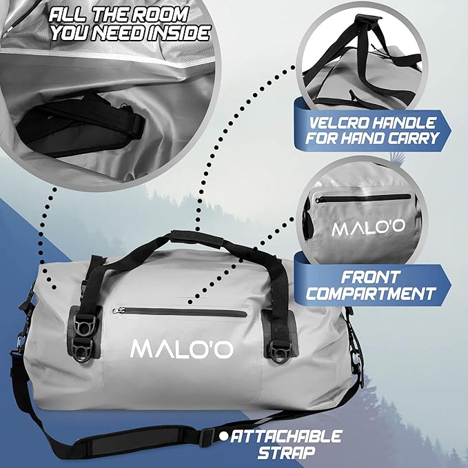 Malo'o Waterproof Roll-Top Duffel - 100L - Keep Gear Dry for Outdoor Adventures - Pockets & Molle Loops