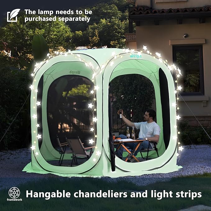 Pop Up Tent，Portable Canopy Tent with Mesh Mosquito Net, Screen House Room Canopy Shade Screen 6 x 6 FT with Carry Bag for Patio, Backyard, Sports & Outdoors Activities, Green