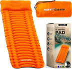SereneLife Camping Mattress, 2.7" Backpacking Inflatable Air Mattress for Camping, Waterproof Lightweight Sleeping Mat with Carry Bag, Tear-Resistant Nylon for Hiking, Travel, Outdoor, Orange