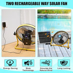 12 Inch Solar Panel Powered Fan, 2 in 1 Solar Panel or AC Charger Powered Fan 12W 9V Portable for Chicken Coop Greenhouse Household Exhaust Camping Travel Outdoor (Yellow)