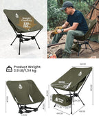 ONETIGRIS Tigerblade Camping Chair, Lightweight Folding Backpacking Hiking Chair, Compact Portable 330 lbs Capacity
