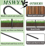 16 Inch Rebar Stakes J Hook 26 Pack Ground Stakes Heavy Duty Tent Stakes with Chisel Point End Chain Link Fence Stakes Galvanized Steel Ground Anchors Metal Spikes Black Coated