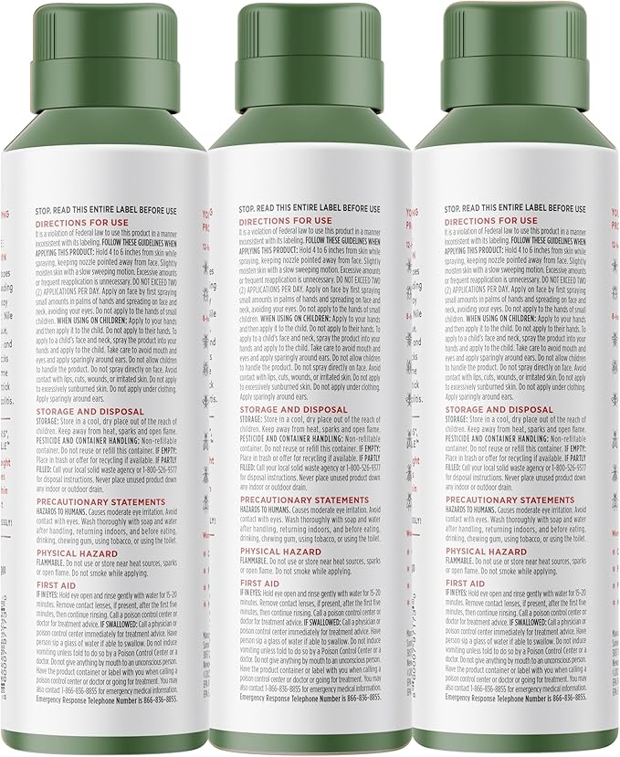 Green Tea + Mint Insect Repellent, 12-Hour Mosquito & Tick Protection, Picaridin-Based, Water-Based, Lightweight, Quick-Drying, Vanishing Scent, DEET Alternative, Face & Body Use, 3 Pack