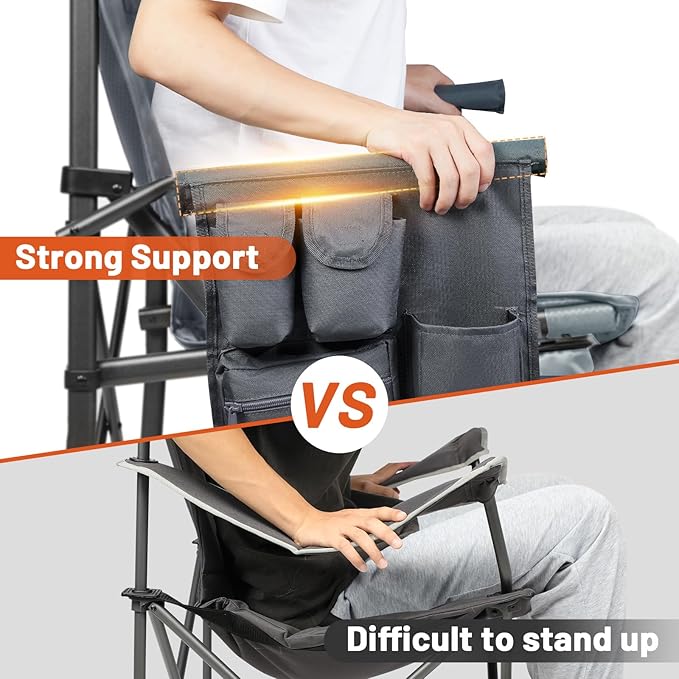 TIMBER RIDGE Oversized Heated Camping Chair for Outdoor Sports, High Back Padded Lawn Chair for Adults Support Up to 500lbs with Cup Holder, Side Pocket(Power Bank not Included)