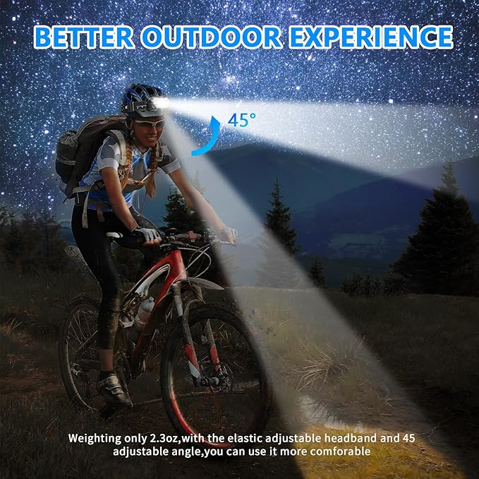 Headlamp,Ultra-Light Bright LED Headlight with White Red Light, Waterproof Motion Sensor Head Lamp,9 Light Modes for Outdoor Camping Fishing Running Working