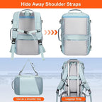 PIJUSHI Travel Backpack for Women Carry on Suitcase Backpack Flight Approved Personal Item Bag Fits 16 Inch Laptop(PE035 Blue)
