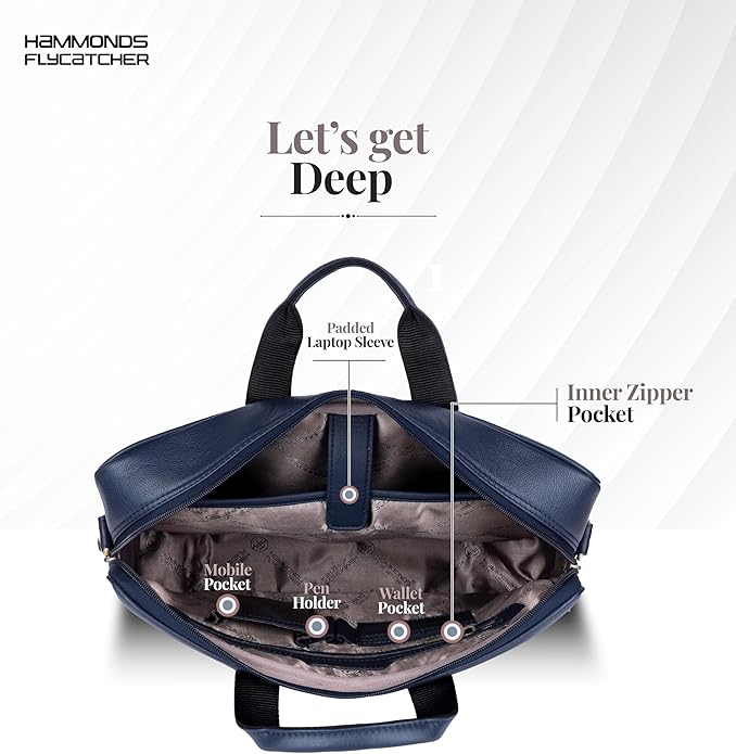 HAMMONDS FLYCATCHER Genuine Leather Laptop Bag for Men, Padded 15.6" Laptop Sleeve, Leather Messenger Bag for Men Briefcases