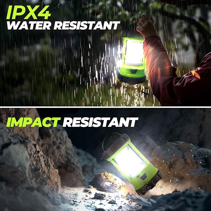 Camping Lantern 3000LM, LED Lanterns for Power Outages with 4400mAh Phone Charger, Impact-Resistant Rechargeable Lantern, 5 Light Modes Waterproof Lantern for Hurricane Emergency(Pale Green)