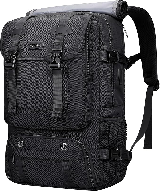 PIJUSHI Travel Backpack for Women Men Carry on Luggage Backpack Flight Approved Convertible Duffle Bag Fit 16 Inch Laptop(PE037 Black)