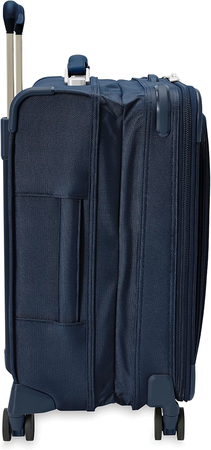 Briggs & Riley Global 21" Carry On Expandable Spinner - Luggage for International Travel, Suitcases with Wheels, Softside Rolling Bag for Men & Women, Self-Repairing Zipper - Baseline Collection, Navy