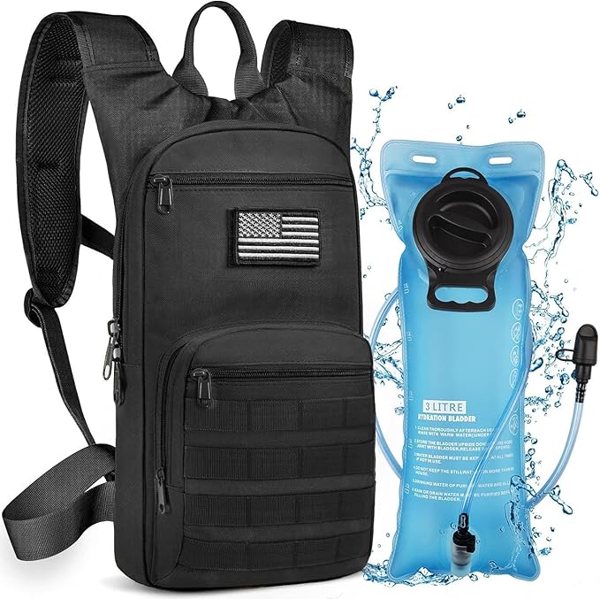 NOOLA 3L Hydration Backpack, Water Backpack with TPU Water Bladder, Tactical Hydration Pack for Men Women, Molle Water Backpack for Hiking, Biking, and Hunting