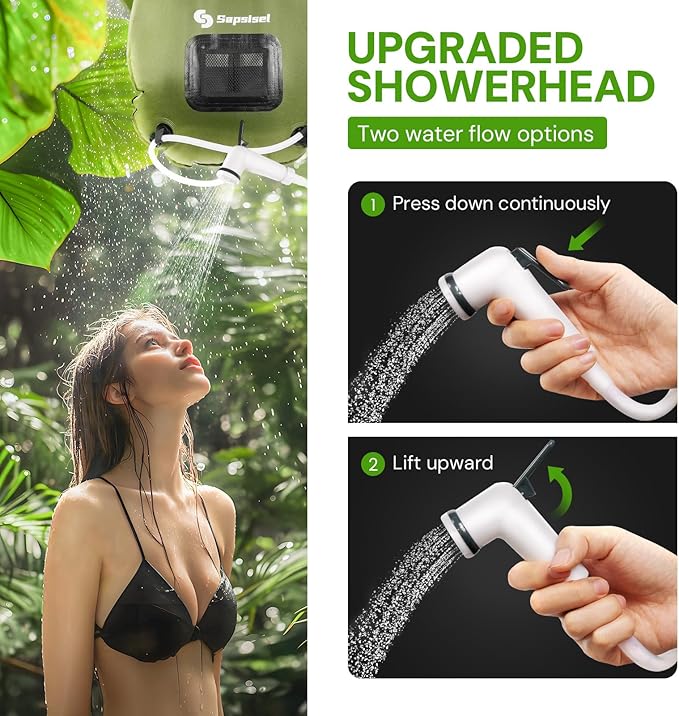 sapsisel Camping Shower Bag, 5 Gal/20L Solar Heating Camping Shower with Upgraded Hose and Shower Head,Portable Shower for Camping,Solar Shower