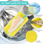 Shoe Washing Machine Bag Reusable Sneaker Washing Bag with Built-in Fluffy Brushes for 360° All-Around Cleaning, Laundry Shoe Bag is Designed for Washer and Dryer （Yellow 2pcs）