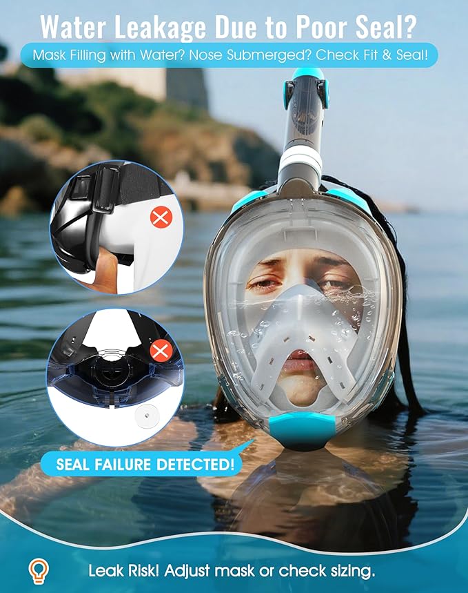 Greatever G2 Full Face Snorkel Mask with Latest Dry Top System,Foldable 180 Degree Panoramic View Snorkeling Mask with Camera Mount,Safe Breathing,Anti-Leak&Anti-Fog