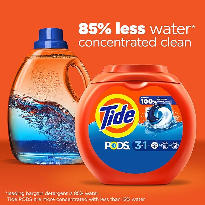Tide PODS laundry detergent pacs, 3-in-1 Stain Remover, Odor Fighter, Color Protector, 112 Count, HE compatible, Original Scent