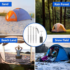 4 PCS Screw in Tent Stakes for Women Men Ground Anchors for Sand, Trampolines, Camping - Aluminium Heavy Duty Rust Prevention Pegs Spikes Drillable Threaded Anchor Stake - Silvery 14 inch