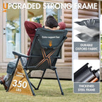 Portal Reclining Camping Chair, High Back Folding Lawn Chair with Adjustable Reclining for Adults, Oversized Chair for Garden, Porch, Outdoor Camping