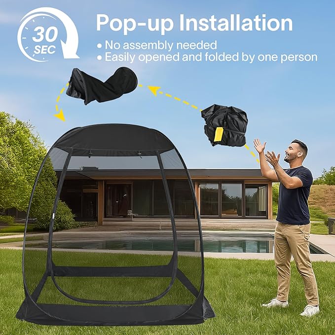 Alvantor Screen House Gazebo, 6-10-15 Person Pop Up Igloo Screened Canopy Tent with Mosquito Netting Sides, Instant UV Resistant Sun Shelter for Garden, Patio, Backyard