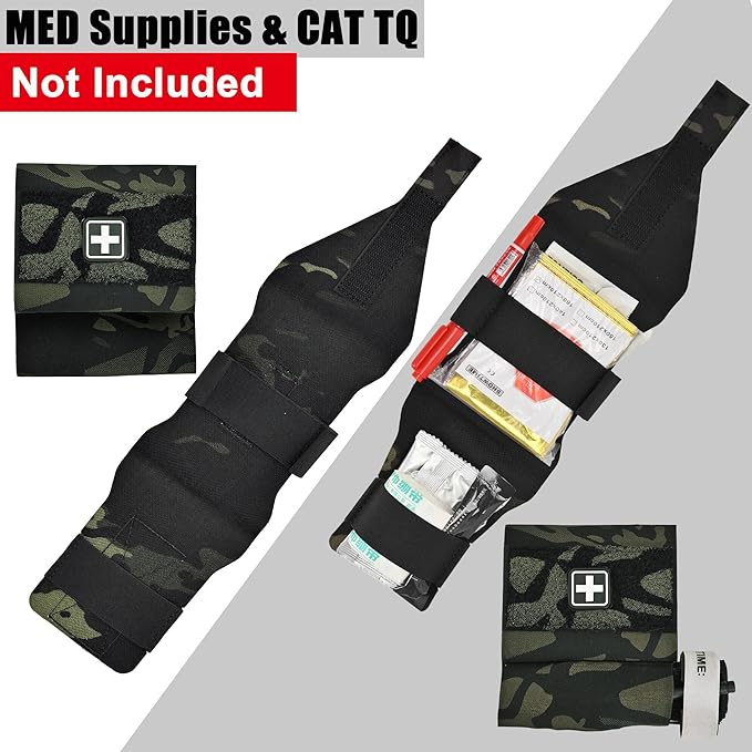 2-in-1 Micro Med Kit Med Pouch Tactical Mini First Aid Pouch Empty Small IFAK Pouch Compact Med Pouch EDC Bag with Tourniquet Holder |MOLLE Belt IFAK Micro Trauma Kit Pouch