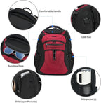 KROSER Friendly Travel Laptop Backpack 18.4 inch XXXL Gaming Backpack Water-Repellent College Daypack Business Backpack with RFID Pockets & USB Port for Men/Women-Black/Red