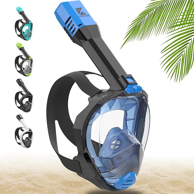 Khroom Full Face Snorkel Mask for Adults | New Valve Tech for Easy Breathing | 3X Larger Air Intake | Leak-Proof & Anti-Fog | Premium Snorkel Gear | Scuba Mask with Action Cam Mount