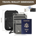 Likesing 5.5" L x 7.8" W Travel Neck Wallet, RFID Blocking Passport Holder for Travel Women Men, Security Lightweight Passport Travel Wallet, Neck Pouch Gifts for Traveling Family (Black)