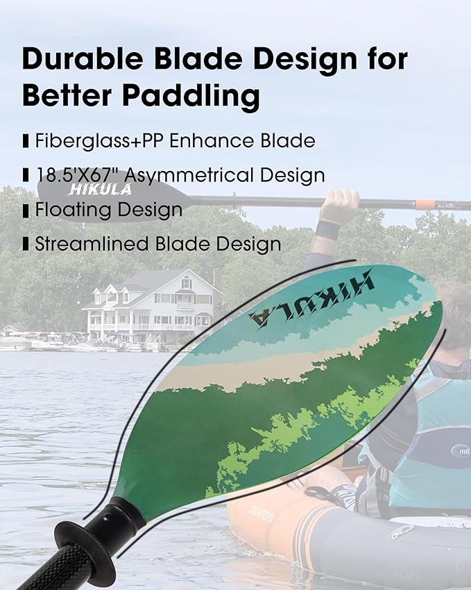 Adjustable Kayak Paddle with Carbon Shaft and PP Blade Available in 220-230/220-240/230-250cm Floating Lightweight Kayak Oars with Original Pattern