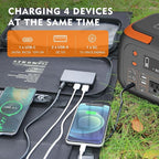 60W Solar Panel for Portable Power Station, Foldable Solar Panel with 12-18V DC Output/USB QC3.0/USB C(10 Changeable DC Adapters), Portable Solar Panels for Camping, Home, Travel, Rv