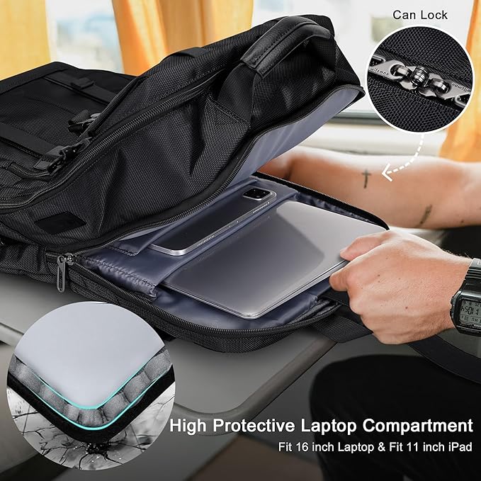 WITZMAN Travel Laptop Backpack for Men Fit 16 inch Computer Carry-on Airline Approved with USB Charging Port(B716 Black)