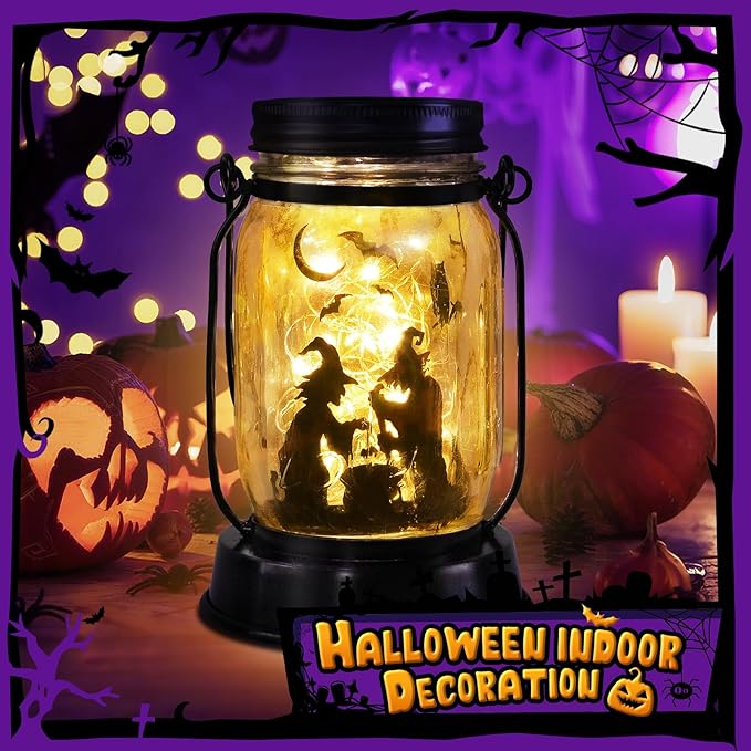 Halloween Decorations Halloween Decor Witch Solar Lanterns Witch Decorations Outdoor Lights Solar Garden for Yard, Patio,Backyard,Porch Torches Light