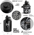 Combat Canteen - 64oz Insulated Water Bottle with Paracord Handle, Stainless Steel Water Jug with Rugged Pockets for Keys, Wallet & Phone - Black Digital