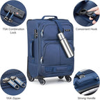 Hanke Luggage Sets 2 Piece Softside Expandable Luggage With Spinner Wheels TSA Lock,Travel Luggage Rolling Suitcase Checked Luggage Blue(20/28)