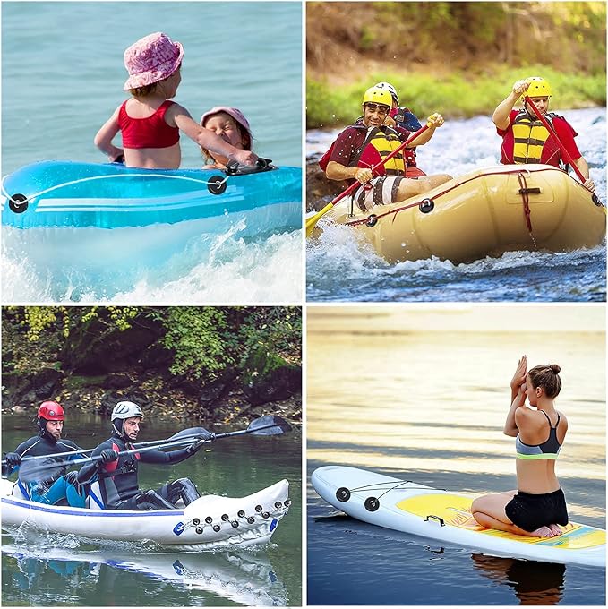 TOBWOLF 6 Pack Stainless Steel D-Ring Patch for Inflatable Boat Kayak Dinghy SUP, D-Ring PVC Patch Stand-Up Paddleboard Canoe Rafting Accessories, NO Glue Included