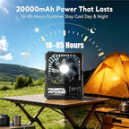 Portable Fan, Camping Fan, 20000mAh 6-Inch 18-85H Rechargeable Ultra Thin Foldable with Built-in Power Bank, LED Light, Remote Control, Hook for Outdoor Camping Tent RV Travel (Green)