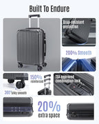 LIGHT FLIGHT Carry On Luggage 22x14x9 Airline Approved, Durable Hard Shell Carry On Suitcases with Wheels, Expandable Hardside Lightweight Travel Luggage with TSA Lock 20 Inch Carry on, Glacier Gray