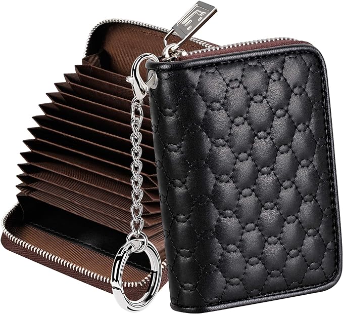 FurArt Zipper Wallet Women, RFID Blocking Credit Card Wallet, Business Card Holder, Compact Size KeyChain Wallet