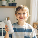 IDEUS Insulated Water Bottle 12oz, Stainless Steel Insulated Water Bottle For School, Insulated Bottles With Straws Leakproof, Vacuum Double Wall Water Bottles For Boys And Girls With 2 Lids, BPA Free