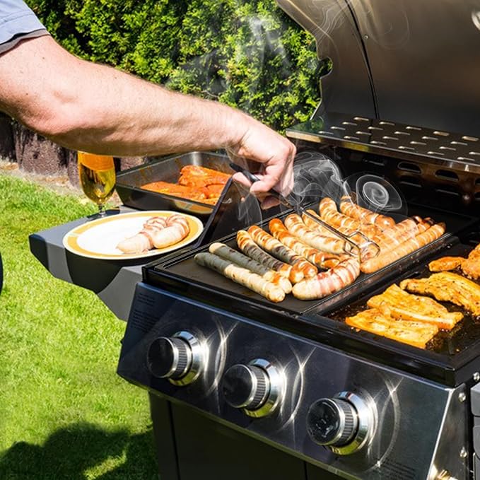 Onlyfire Universal Cast Iron Griddle, Reversible Cooking Griddle for Gas/Charcoal Grills, 17.3" x 9.6"