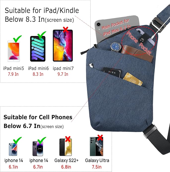 Sling Bag Cross Body Bag, Anti Theft Crossbody Bags for Travel Lightweight Chest Shoulder Bags for Women Men