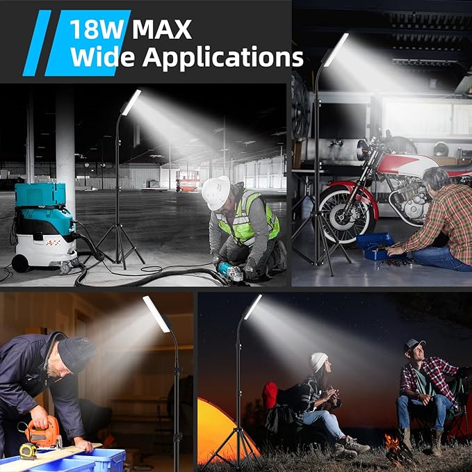 Camping Light, Telescoping Lantern Light, 10000mAh Rechargable Work Lights with Stand for Garage Mechanics Workshop Outdoor,Adjustable Metal Telescoping Tripod 6Ft