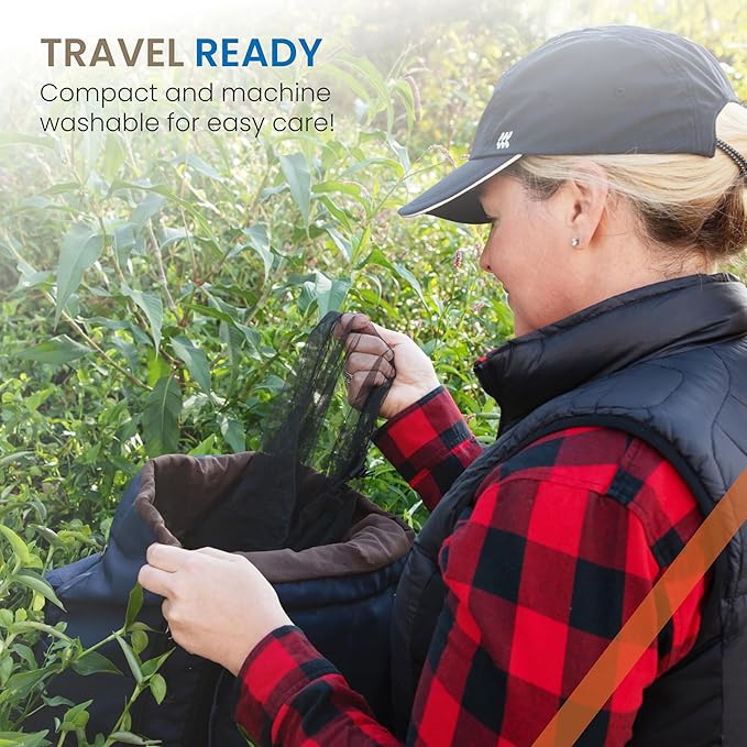 EVEN NATURALS Premium Mosquito Head Net - Ultra Large and Long, Extra Fine Holes, Mesh (39 * 26 * 25 inch)