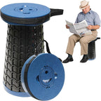 ALEVMOOM 18" Collapsible Stool, 800lbs Max Weight, Heavy Duty Portable Retractable Folding Telescoping Foldable Camping Stool for Adults Outdoor Fishing Travel BBQ (Navy)