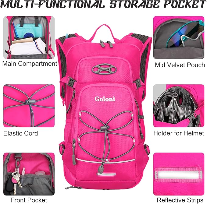 Hydration Backpack,Lightweight Hiking Backpack with 2L Water Bladder,Water Backpack for Biking, Running, Festival